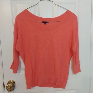 Gap Coral Pink Dolman Three Quarter Sleeve Knit Pullover Sweater Preppy Size S